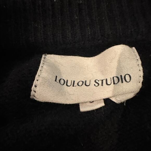 LouLou Studio Black Wool Yak Blend Crewneck Oversized Boxy Wide Sleeve Sweater S - Picture 4 of 7
